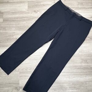 Ben Hogan Mens Dress Pants Size 44x30 Flat Front Navy Polyester Blend Golf